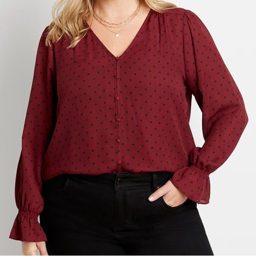 Maurices Polka Dot Blouse 3X EUC